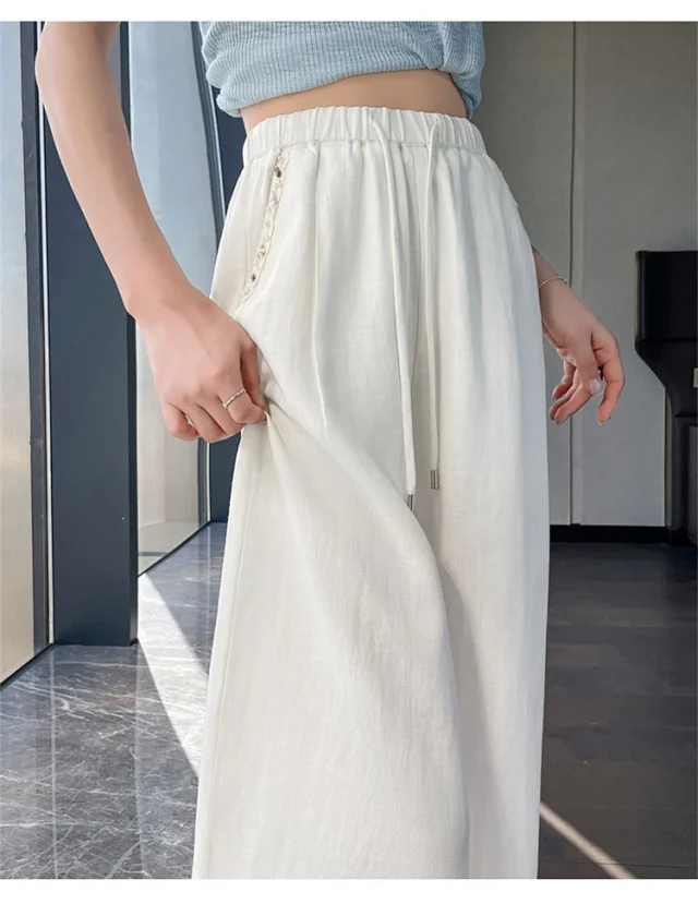 Women's Tencel Linen Wide-leg Pants Detail