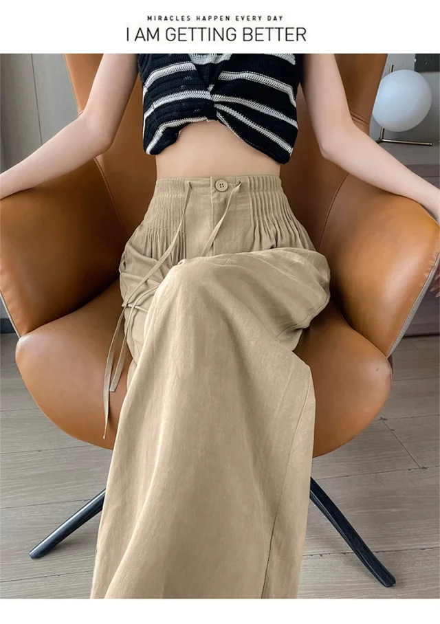 Summer New Tencel Linen Wide-Leg Pants Detail