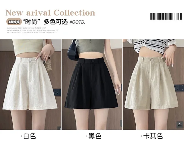 2025 Summer Ice Linen Wide-Leg Shorts for Women Detail
