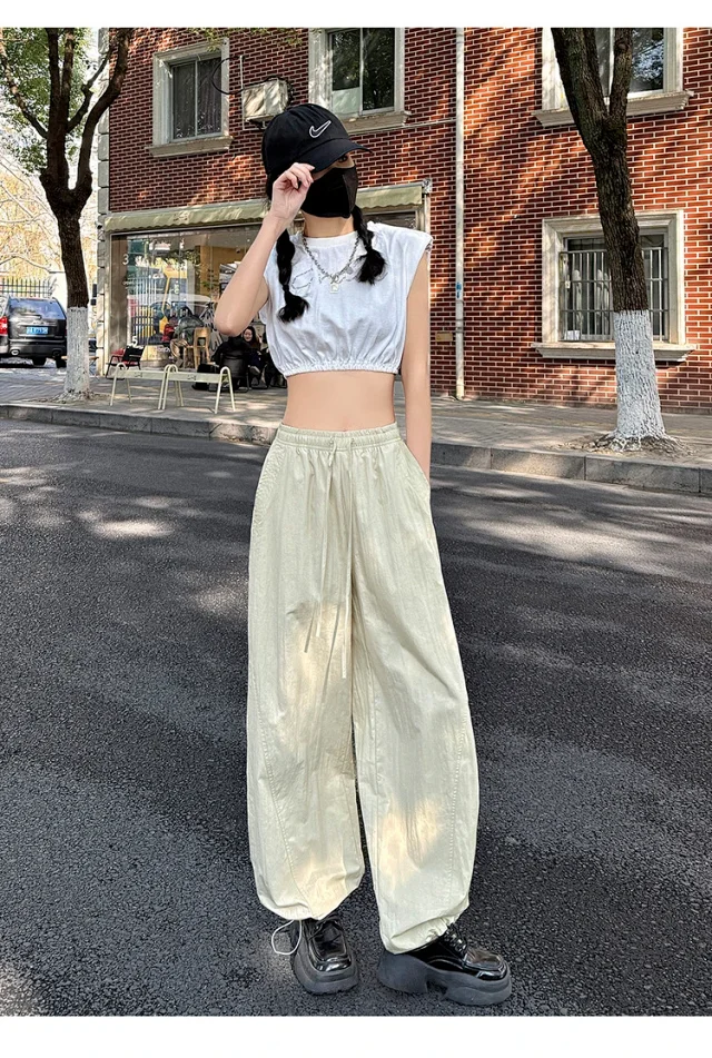 Women's Summer New Puff Straight Pants Detail