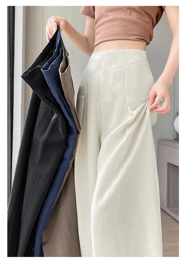 2025 Summer Women's Lenzing Tencel Linen Wide-leg Pants Detail