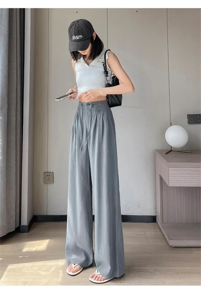 Summer New Tencel Linen Wide-Leg Pants Detail