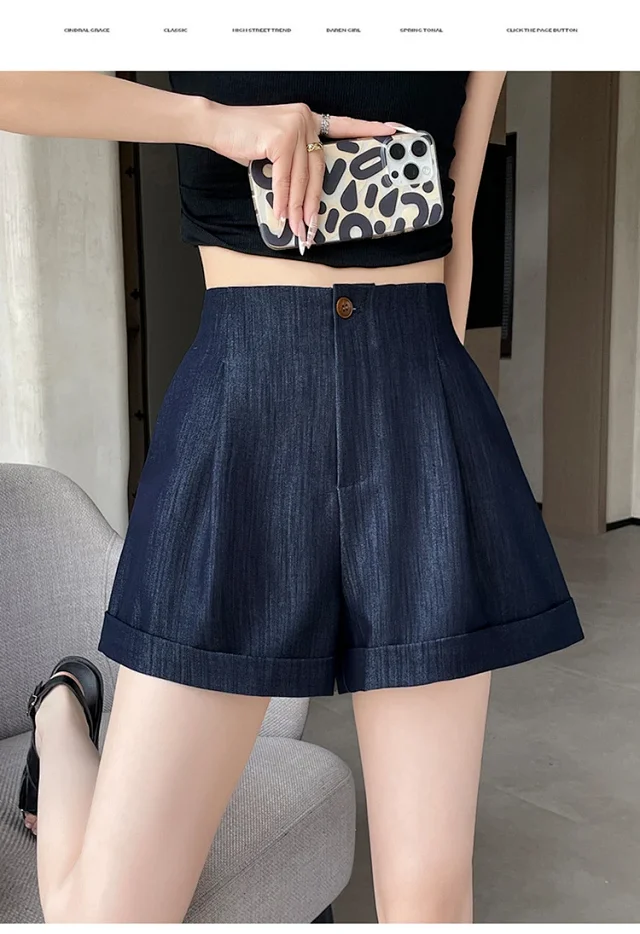 Summer New Women's Soft Tencel Denim Shorts Detail