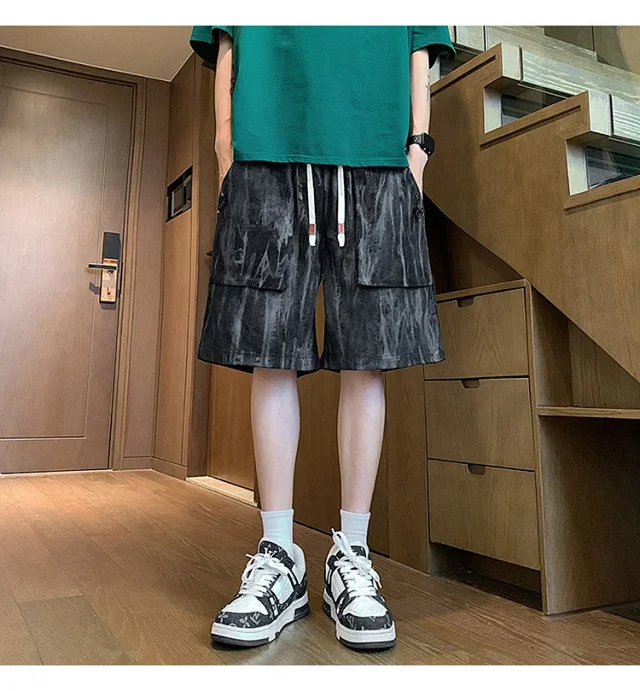 Men's Black Shorts with Pockets Detail