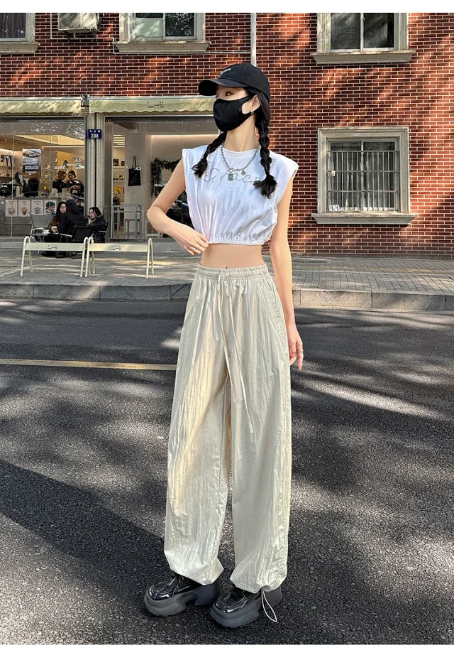 Women's Summer New Puff Straight Pants Detail