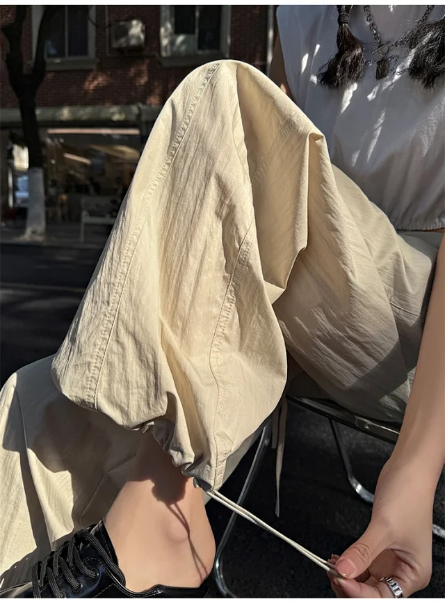 Women's Summer New Puff Straight Pants Detail