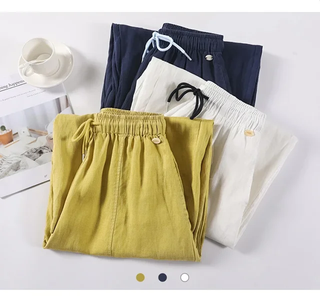 Tencel Linen Capris for Women Detail