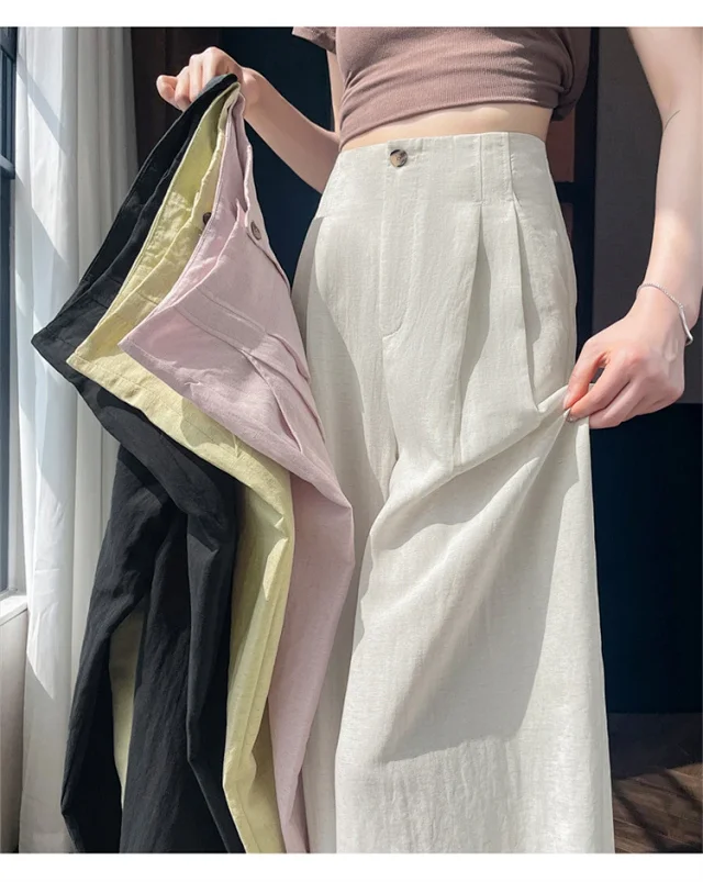 Women's Tencel Linen Wide - leg Pants 2025 New Detail