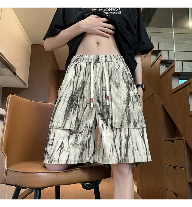 Men's Black Shorts with Pockets Detail