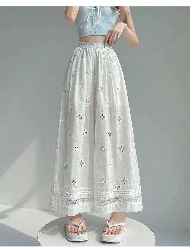 Women's Lace Ice Silk Wide-Leg Pants Detail