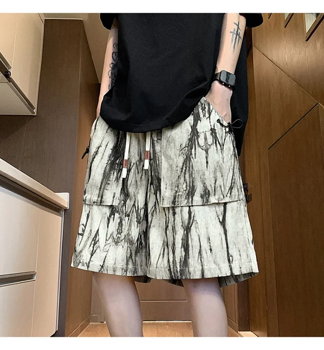Men's Black Shorts with Pockets Detail