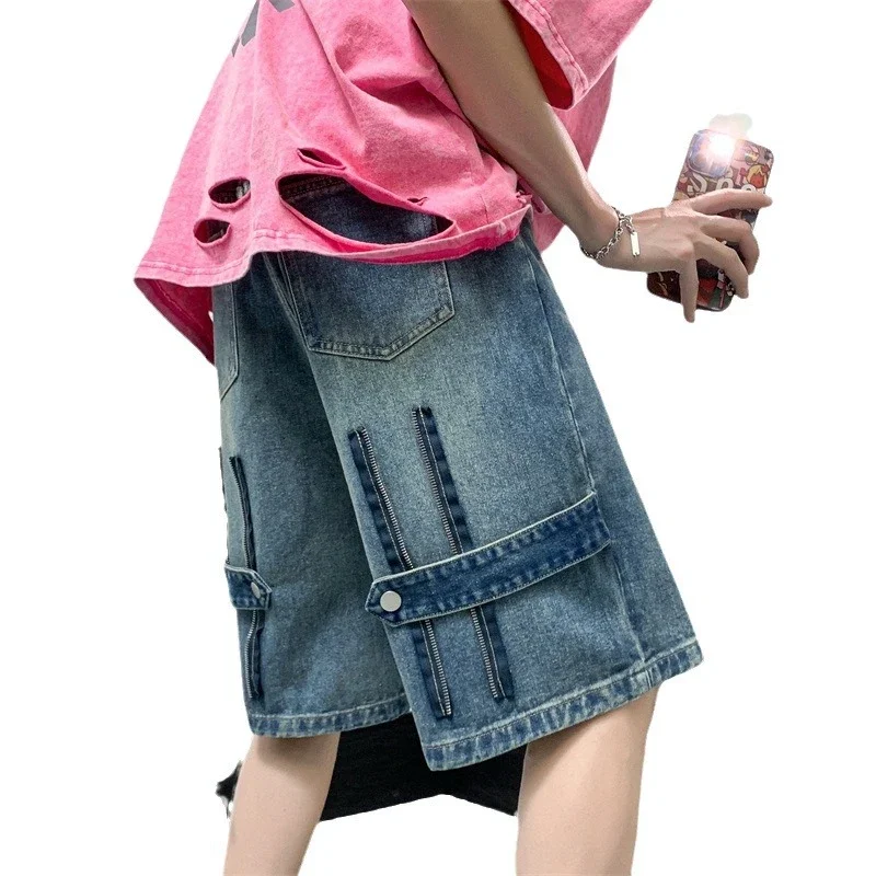 Men's Summer Loose Straight Denim Shorts