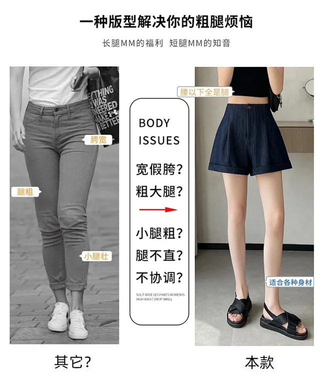 Summer New Women's Soft Tencel Denim Shorts Detail