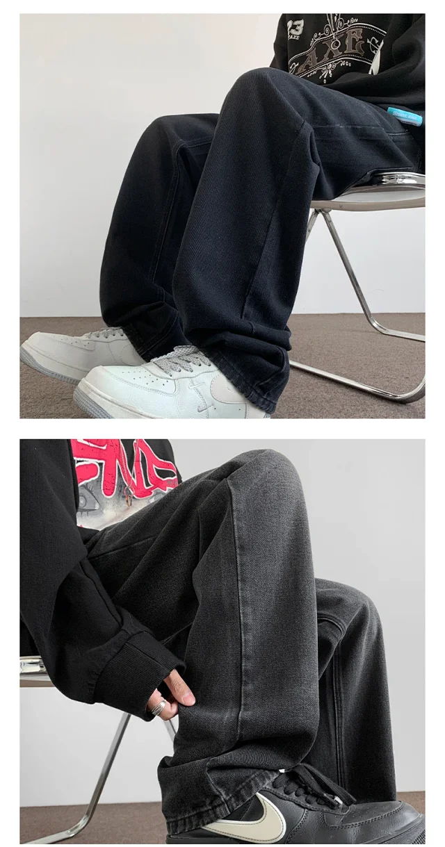 Men's Hiphop Retro Straight Cargo Jeans Detail