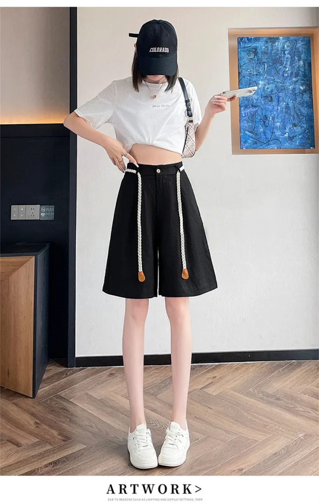Lyocell Linen Shorts for Women Detail