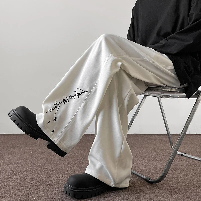 White Loose Wide-Leg Trousers for Men