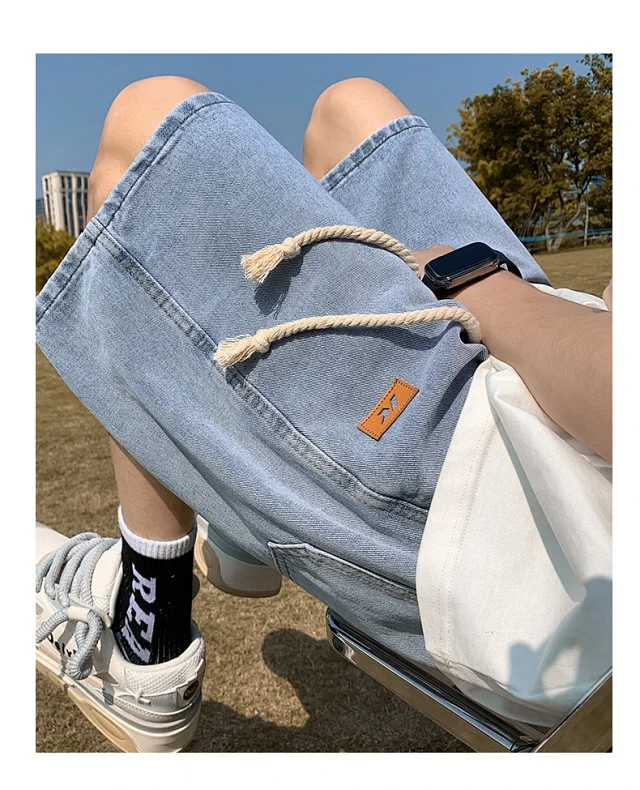 Men's Summer Breathable Cotton Denim Shorts Detail