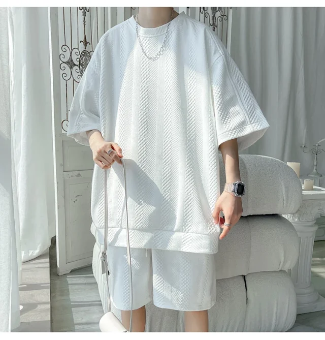 Summer Loose Jacquard Men's Sport Set Detail