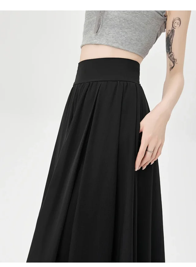 Pink Slimming High-waist A-line Skirt Detail