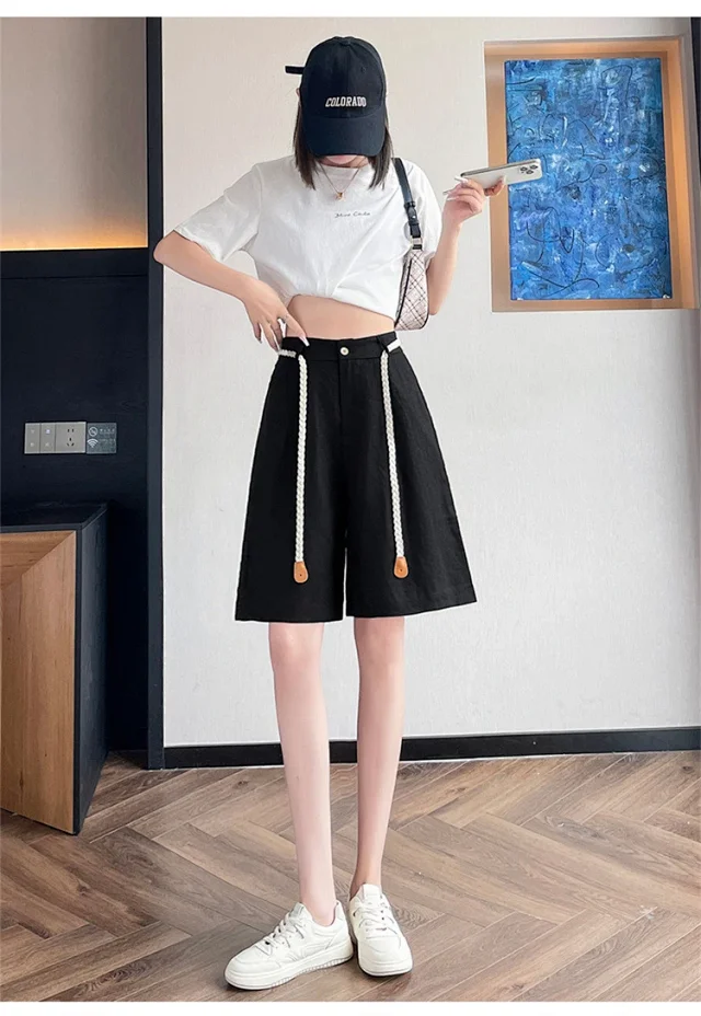 Lyocell Linen Shorts for Women Detail