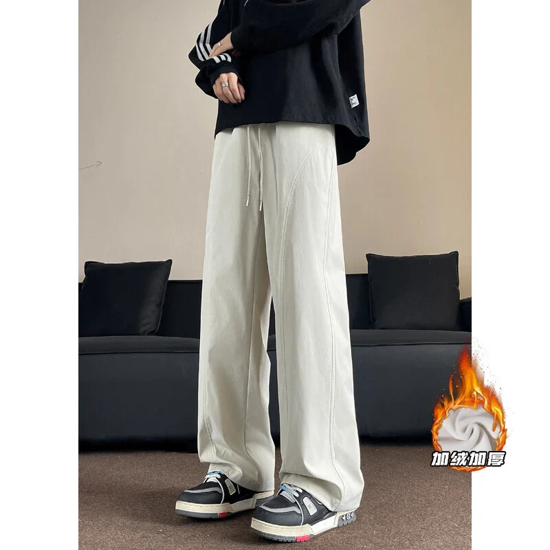 Men's Winter Fleece Oversize Wide-leg Pants