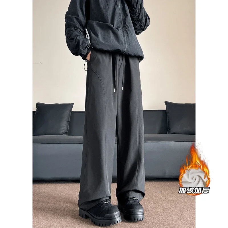 Men's Winter Fleece Oversize Wide-leg Pants