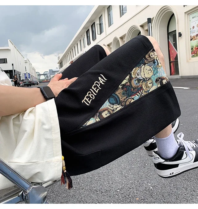Men's 2025 Summer Embroidered Shorts with Cartoon Bear Detail