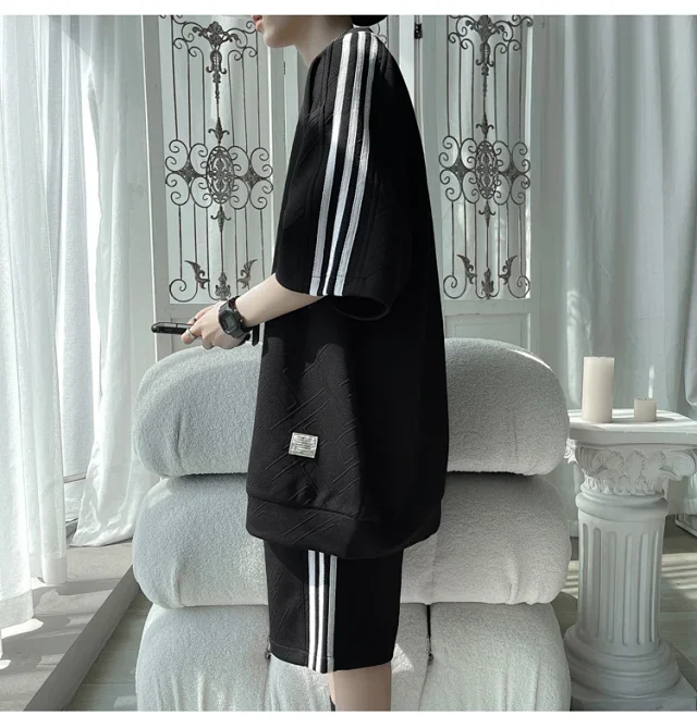 Men's Summer Loose Jacquard Tracksuit Detail