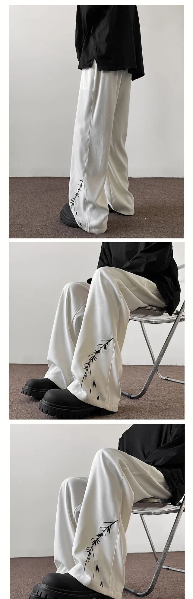 Men's Spring Retro Oversize Wide-Leg Pants Detail