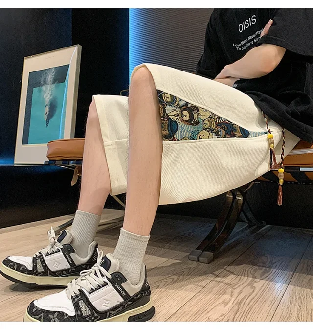 Men's 2025 Summer Embroidered Shorts with Cartoon Bear Detail