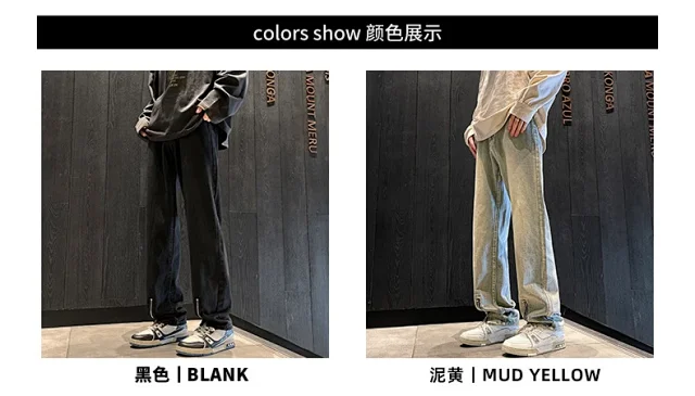 Spring Men's Hiphop Cargo Jeans with Side Zipper Detail