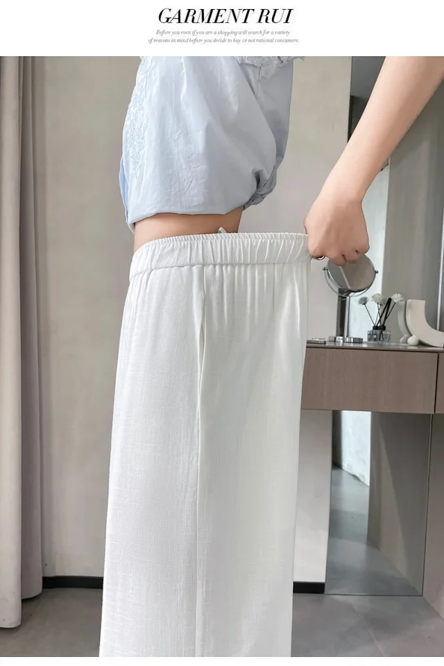 2025 Summer New Wide-leg Pants with Lace Trim Detail