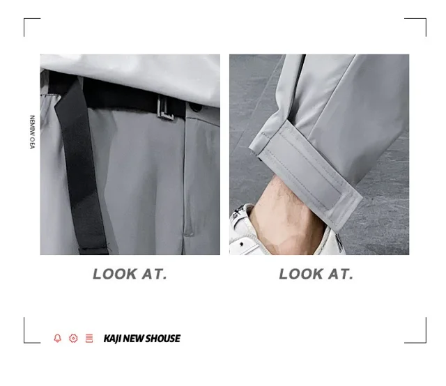 Men's Plus-Size Belted Summer Ice Silk Pants Detail