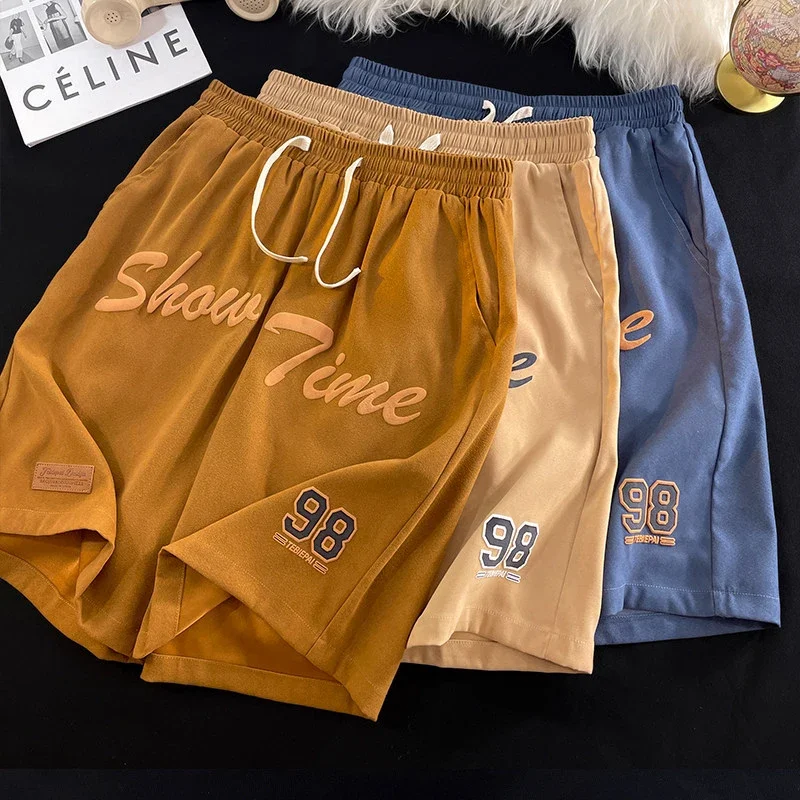 Men's Summer Foam-Printed Leather Tag Shorts