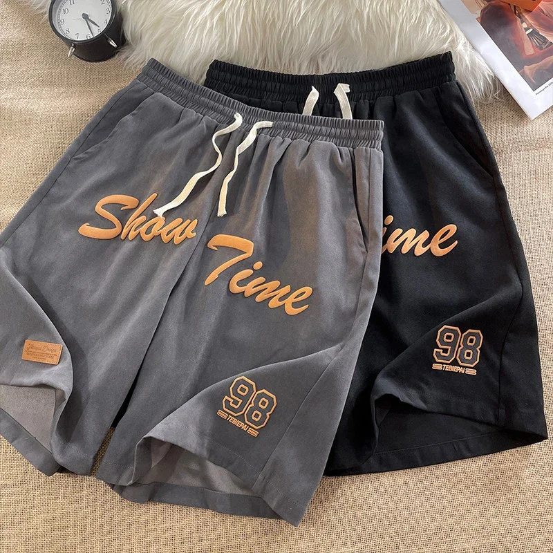 Men's Summer Foam-Printed Leather Tag Shorts