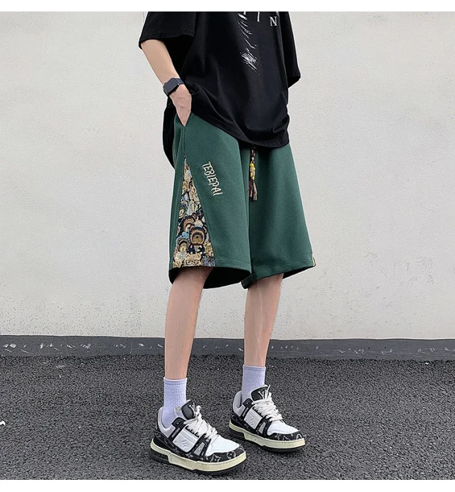 Men's 2025 Summer Embroidered Shorts with Cartoon Bear Detail