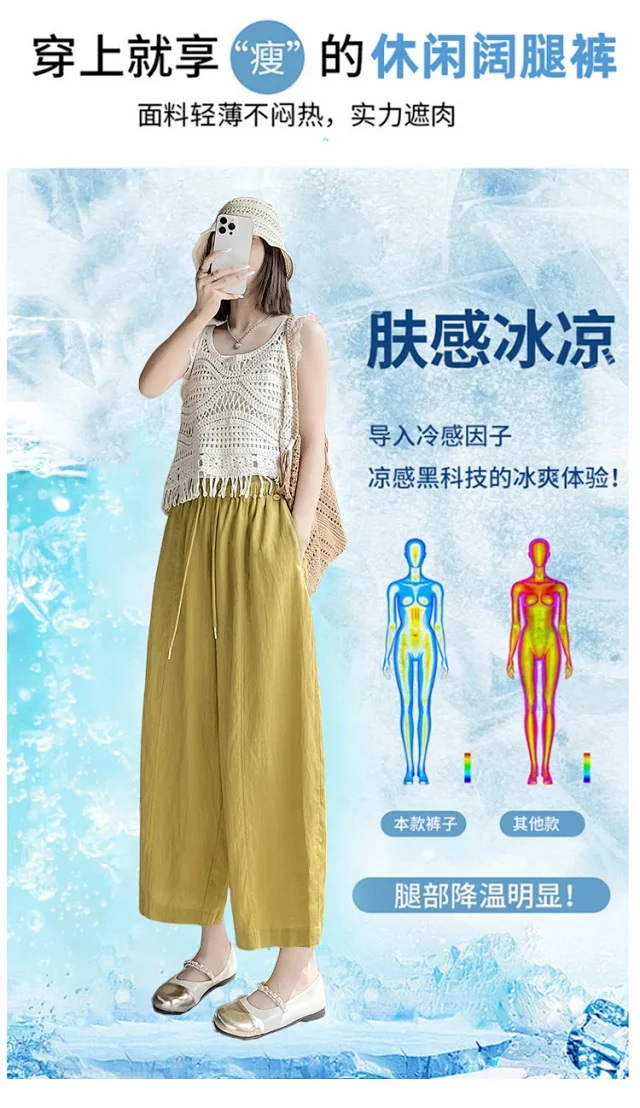 Tencel Linen Capris for Women Detail