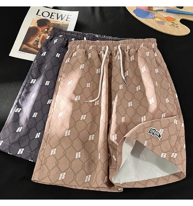 Men's Summer Plaid Patchwork Beach Shorts Detail