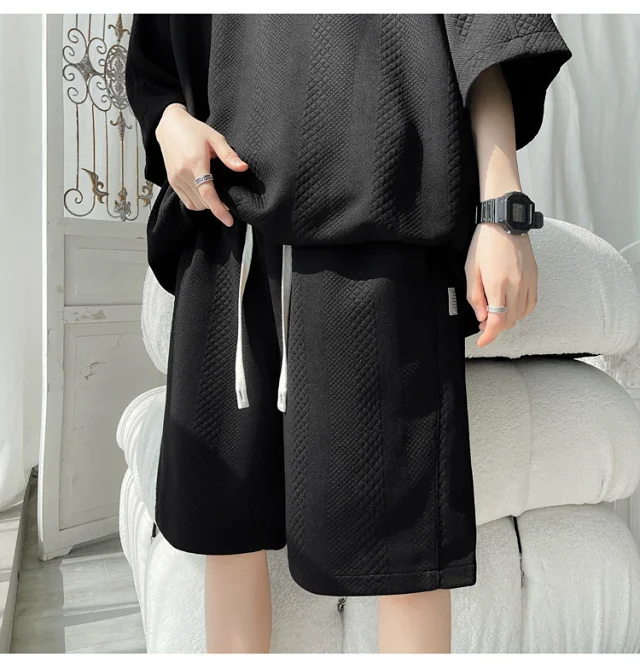 Summer Loose Jacquard Men's Sport Set Detail