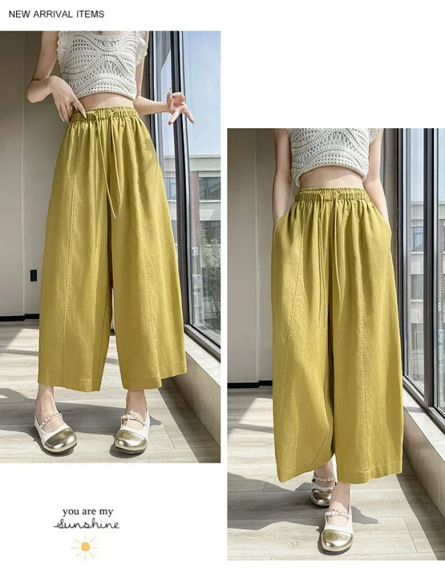 Tencel Linen Capris for Women Detail