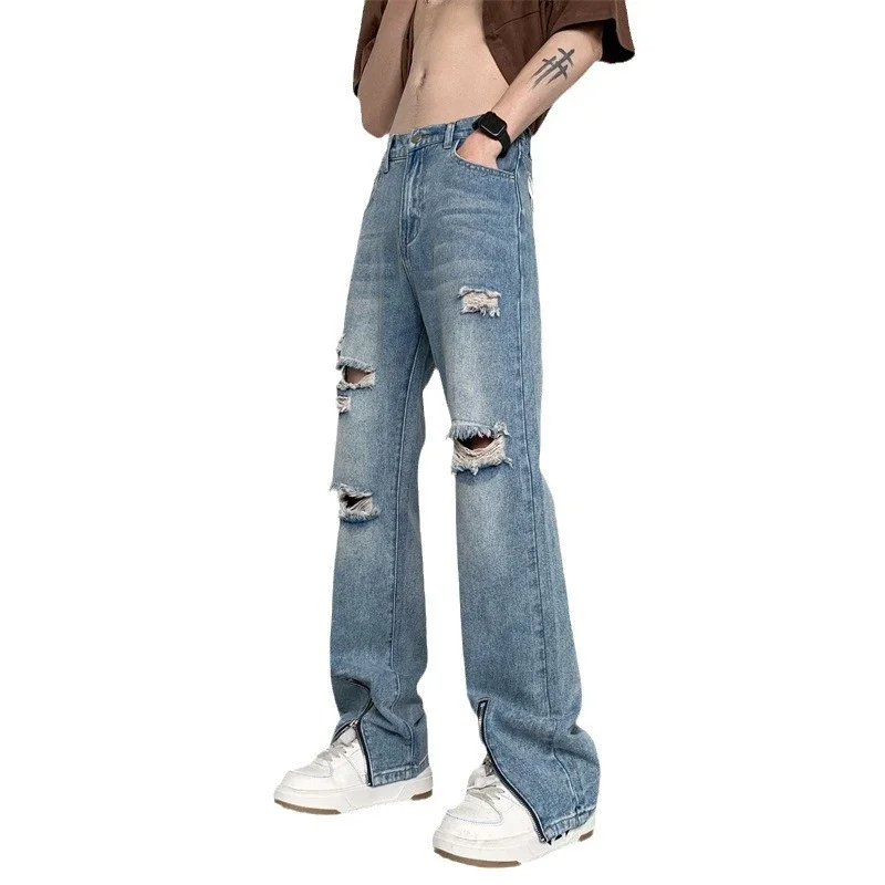 Men's Summer Thin Washed Ripped Jeans