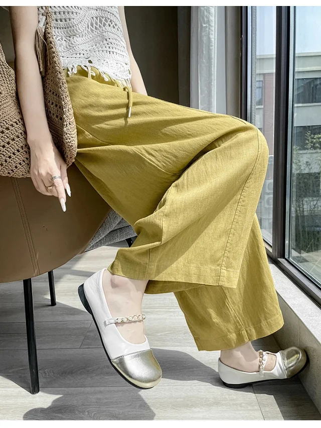 Tencel Linen Capris for Women Detail