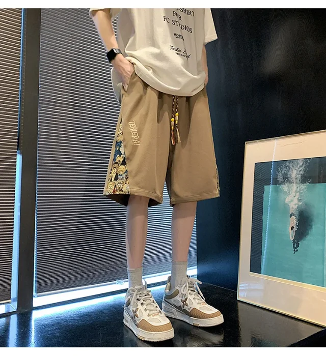 Men's 2025 Summer Embroidered Shorts with Cartoon Bear Detail