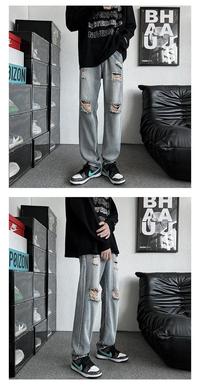 2025 Fall New Men's American Washed Jeans Detail