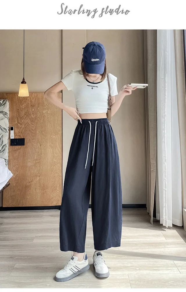 Tencel Linen Capris for Women Detail