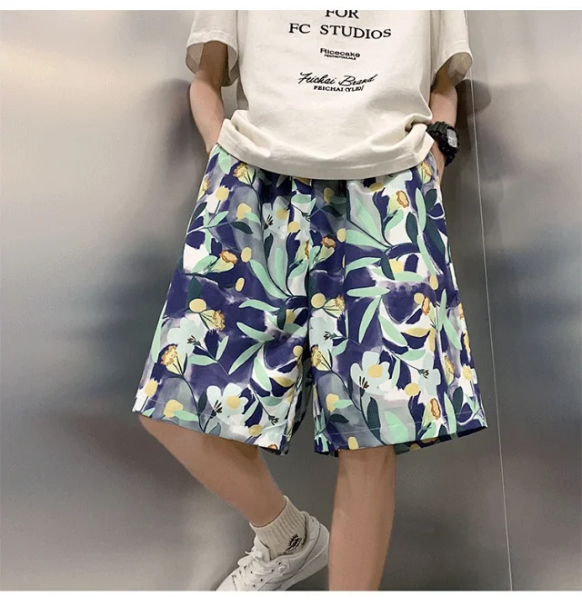 Men's Summer Thin Quick-dry Trendy Floral Beach Shorts Detail