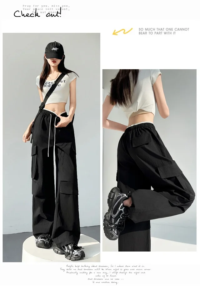 2025 Summer Dopamine Colorful High-Waist Street Cargo Pants Detail