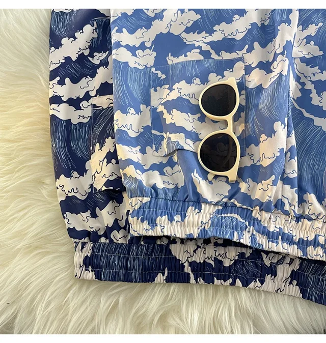Men's Summer Wave Print Loose Shorts Detail