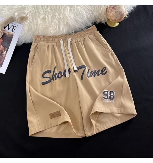 Men's Summer Foam-Printed Leather Tag Shorts Detail