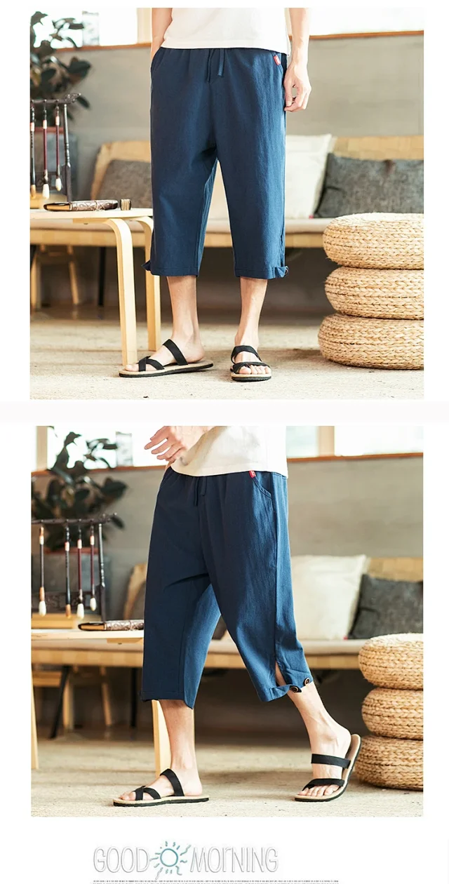 Men's Summer Linen Shorts Detail